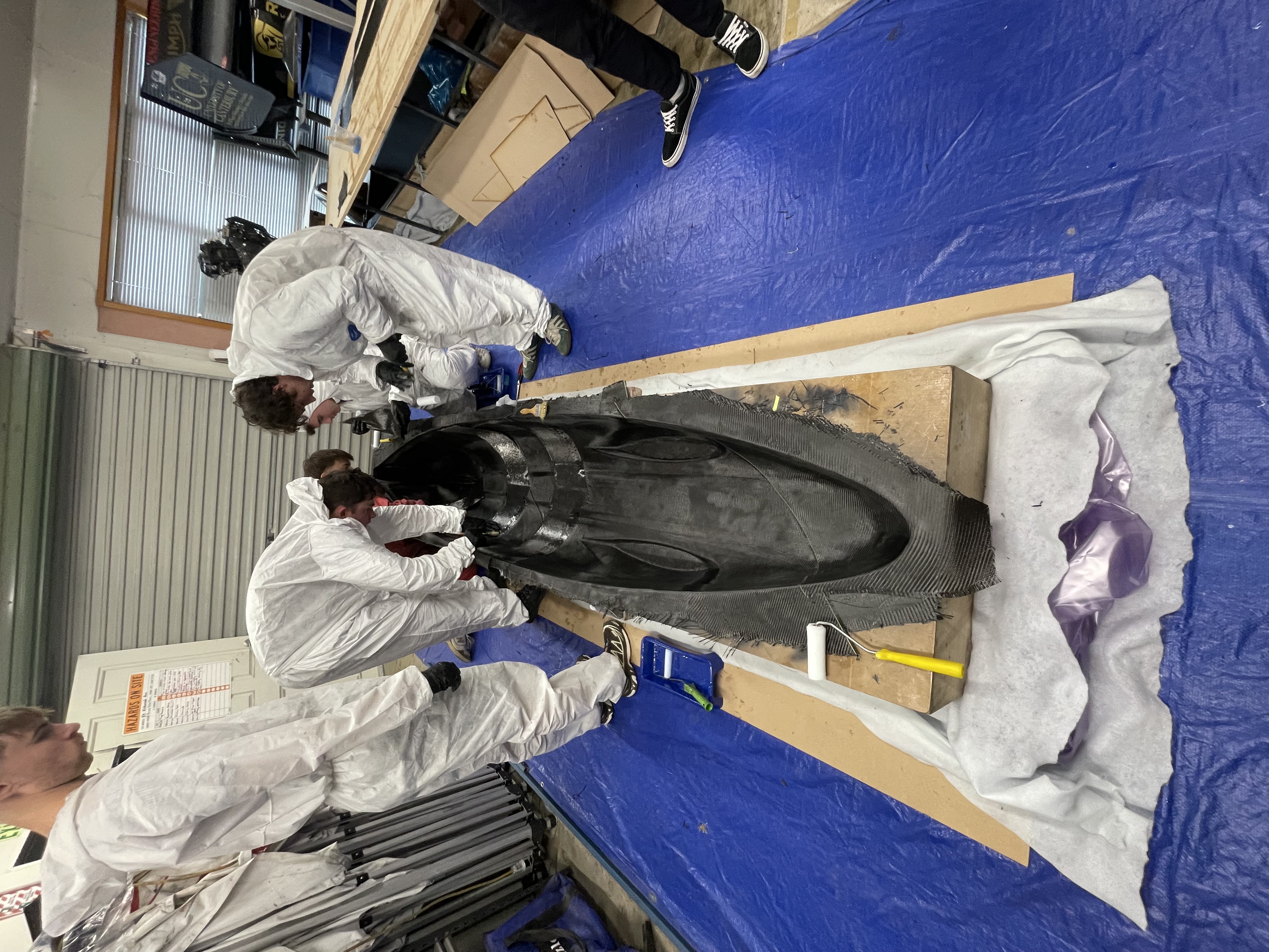 Carbon fibre monocoque on the final year project bike.